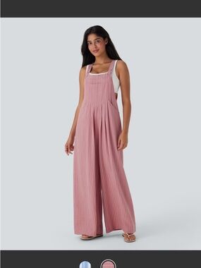 HALARA Lined Pattern in Mauve Pink Wide-Leg Overalls Jumpsuit